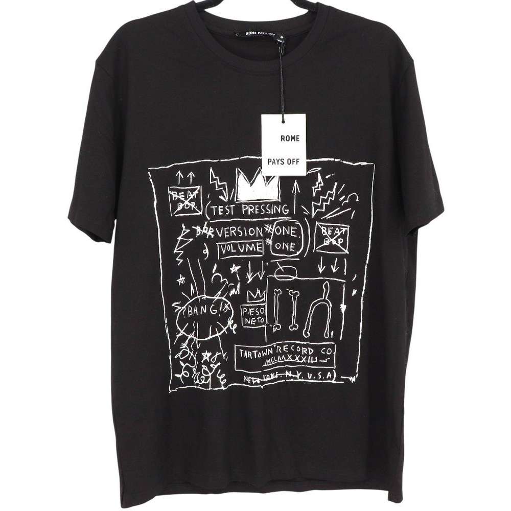 Rome Pays Off Jean-Michel Basquiat Beat Bop Graphic T-Shirt Men's Size M Black